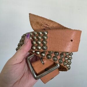 Calleen Cordero Studded Leather Brass Belt Sz 32
